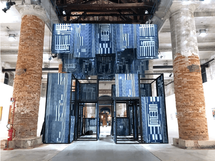 Orbital Mechanics textile installation by Iva Supic at the 60th Venice Biennale